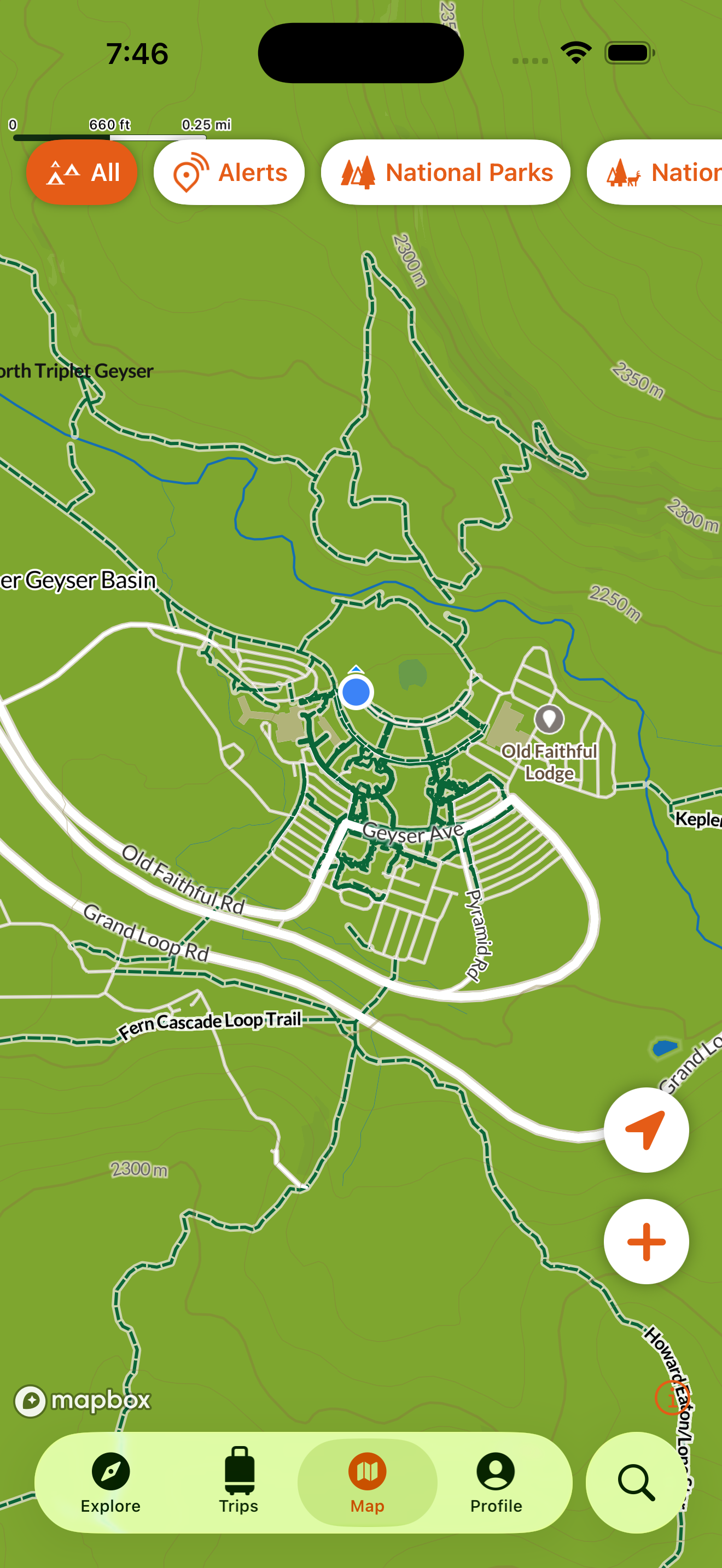 Offline national park maps in the Chimani app